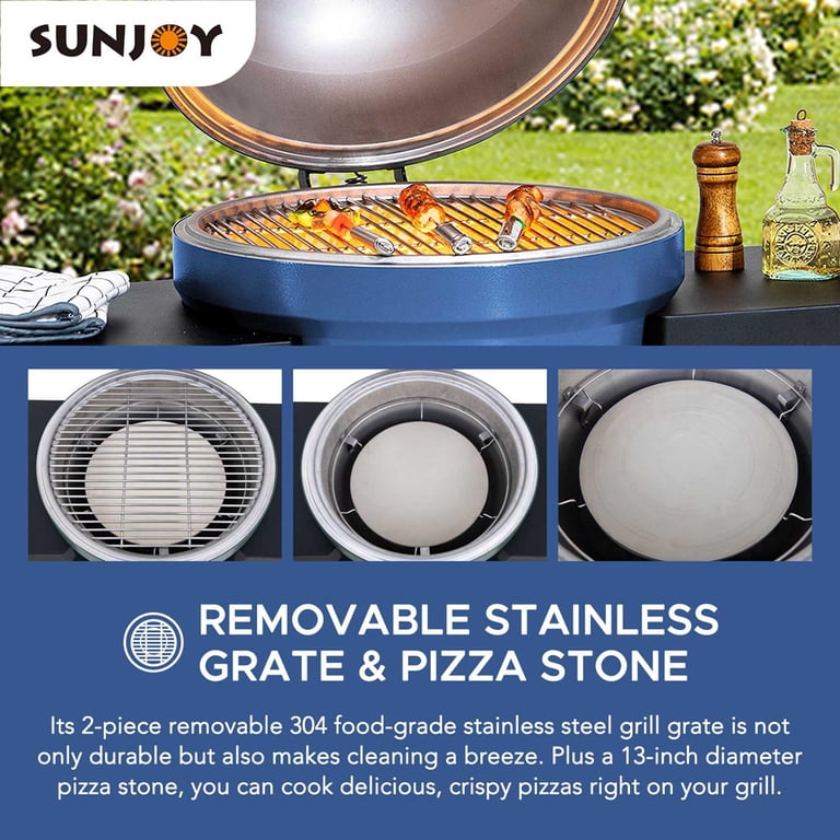 sunsmile　OUTLET商品♠ BASSOLS　セット　ブルー　Q SUNJOY 20 inch Charcoal Grill, Egg-shaped Outdoor Grill with Pizza