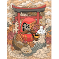thumbnail image 3 of Póster de arte de ramen japonés de ilustración vintage, pintura de sushi y ramen con animales, decoración de pared, póster de lienzo para decoración de habitación kawaii, 3 of 5
