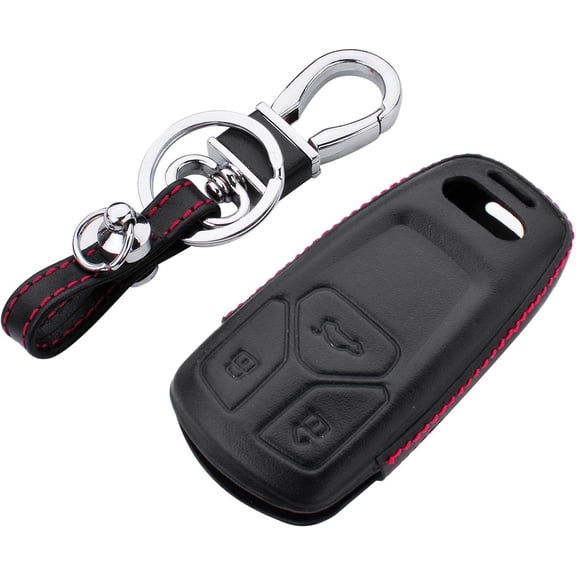 Key Fob Cover Compatible with Fit for Audi A4 A4L A5 A6 A7 A8 Q5 Q7 R8 RS Q3 RS4 RS5 RS7 S4 S5 S6 S7 S8 SQ5 SQ7 TT TTS TT-RS Leather Remote Key Ring Keychain Case Holder Protector