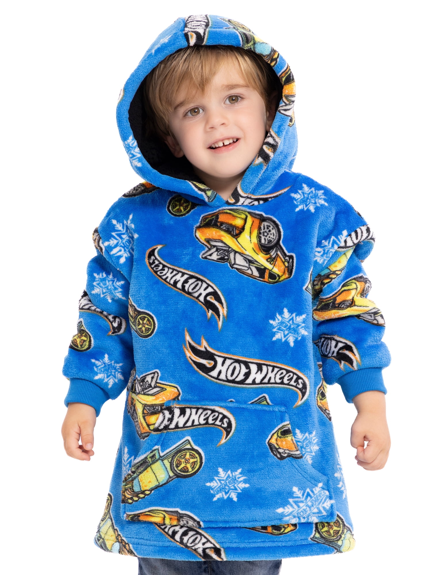 Hot Wheels Holiday Toddler Boys Cozy Hoodie with Faux Shearling Lining, Sizes 12M-5T