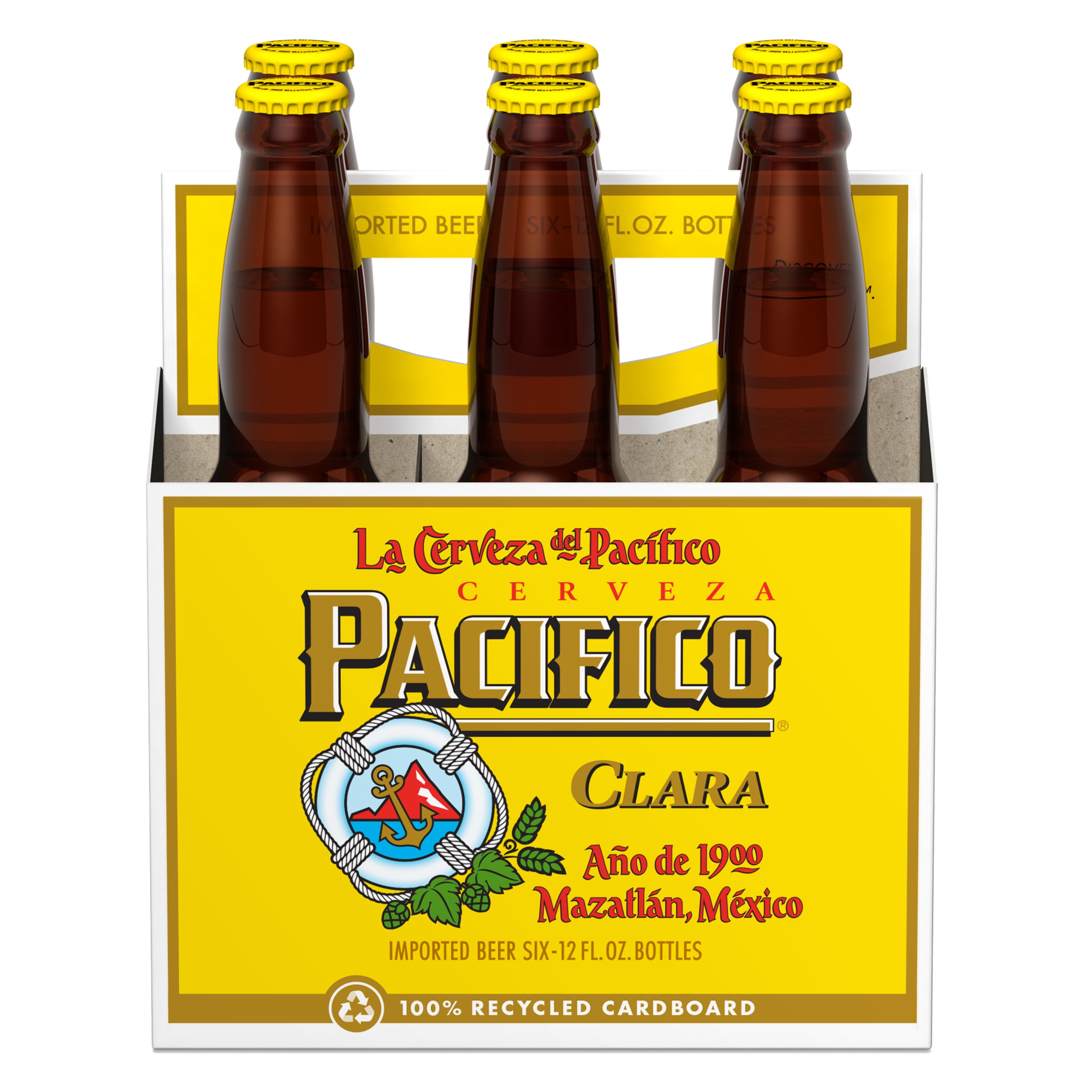 Buy Pacifico Clara Mexican Lager Beer, 6 Pack, 12 fl oz Bottles, 4.4