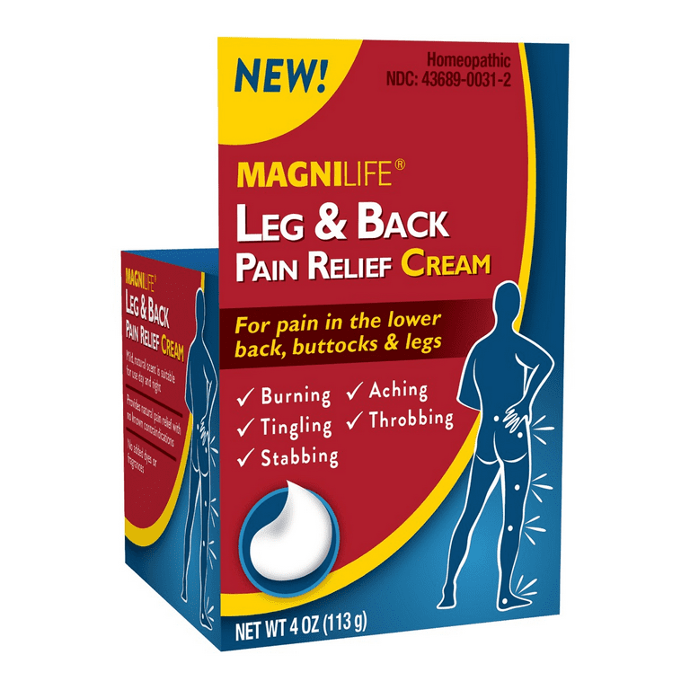 MagniLife Leg & Back Pain Relief Cream, for Fast Relief of Lower Back,  Buttocks & Leg Pain, 4 oz