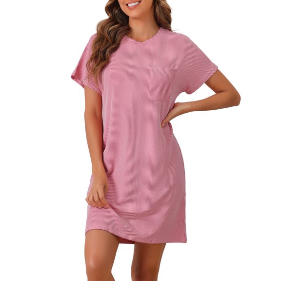 DARING DIVA Women's Short Sleeve Nightgown Lounge Nightshirt S Pink