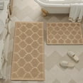 thumbnail image 3 of Juego de 2 Alfombrillas Antideslizantes para Baño de Diseño Waffle en Marrón 46x76 + 61x122 cm, 3 of 7
