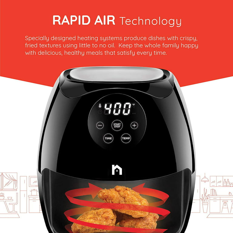 WHALL Air Fryer - 6.2QT Air Fryer Oven, 12-in-1 Stainless Steel Air Fryer  with LED Smart Touchscreen, Reduce 85% Fat, 1600W