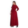 thumbnail image 6 of POSESHE Plus Size Women's Solid 3/4 Sleeve Evening Gown, Flowy V-Neck Maxi Dress, 6 of 6