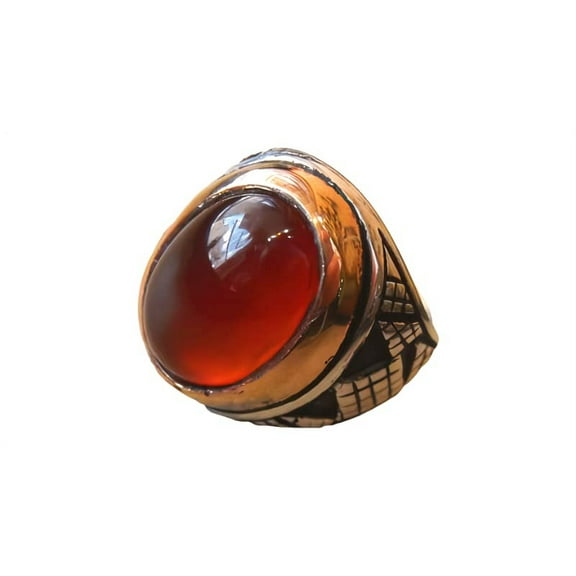 Red Onyx Mens Ring, Natural Red Onyx Gents Ring, December, Silver Jewelry, 925 Silver Ring, Birthday Gift, Heavy Mens Ring, Arabic Design, Ottoman Style Ring, Christmas, Turkey Mens Signet Ring