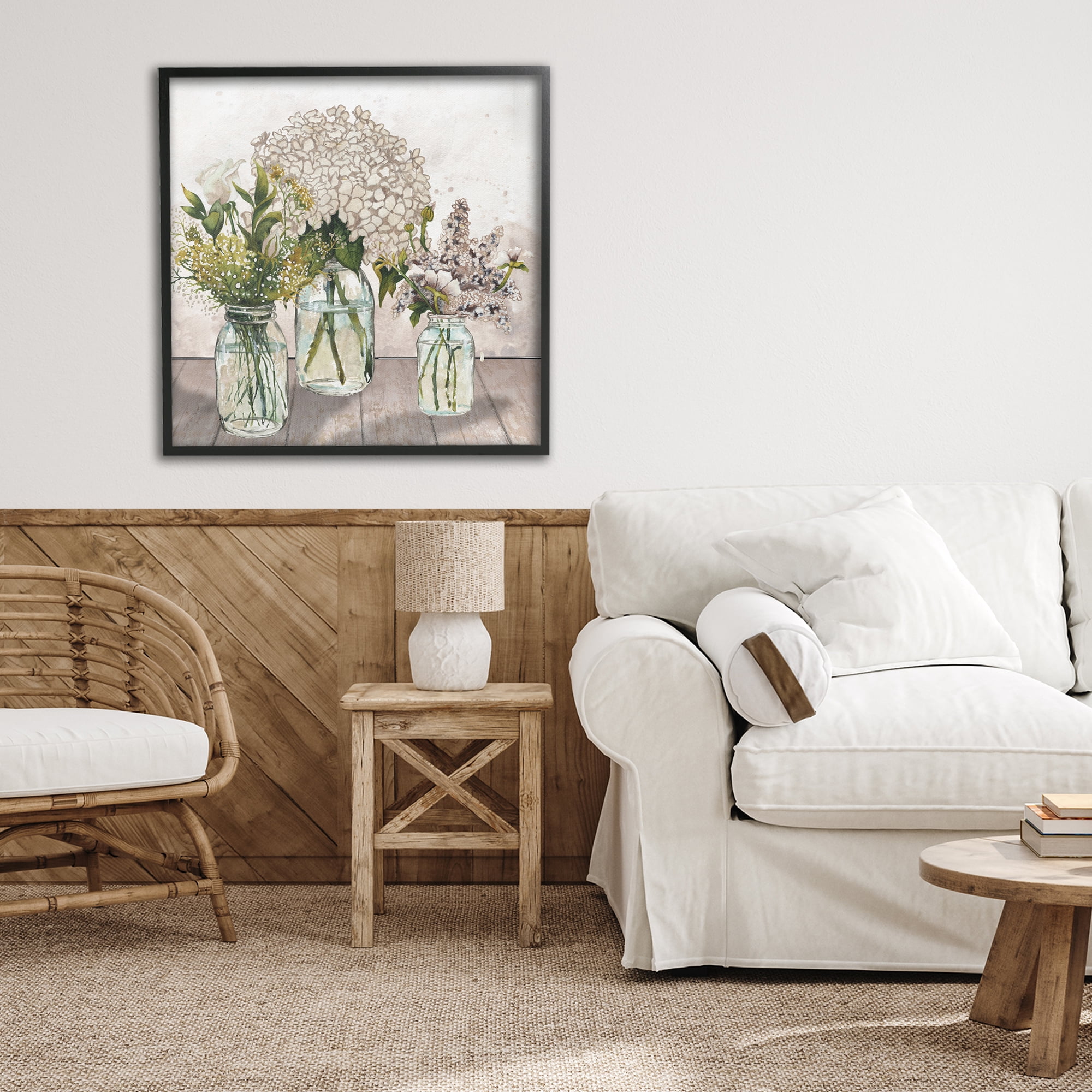 Stupell Industries Jars Of Wildflowers Black Framed Giclee Art, design by Elizabeth Medley