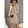 thumbnail image 6 of Khaki Women\'s Winter Casual Long Sleeve Solid Color Bodycon Warm Crewneck Knitted Sweater Dress, 6 of 17