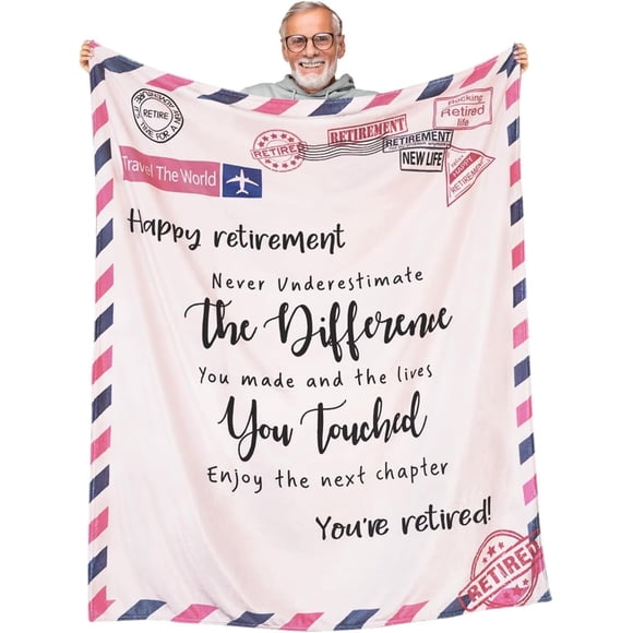 Cadeaux de Retraite pour Femmes 2024 Collègue, Couverture Jetée de Retraite 50 Pouces X 60 Pouces, Cadeau de Retraite pour Hommes, Cadeaux de Joyeuse Retraite pour Enseignante Infirmière Maman Grand-Maman Amie, Cadeaux d'Adieu pour Collègues Patron