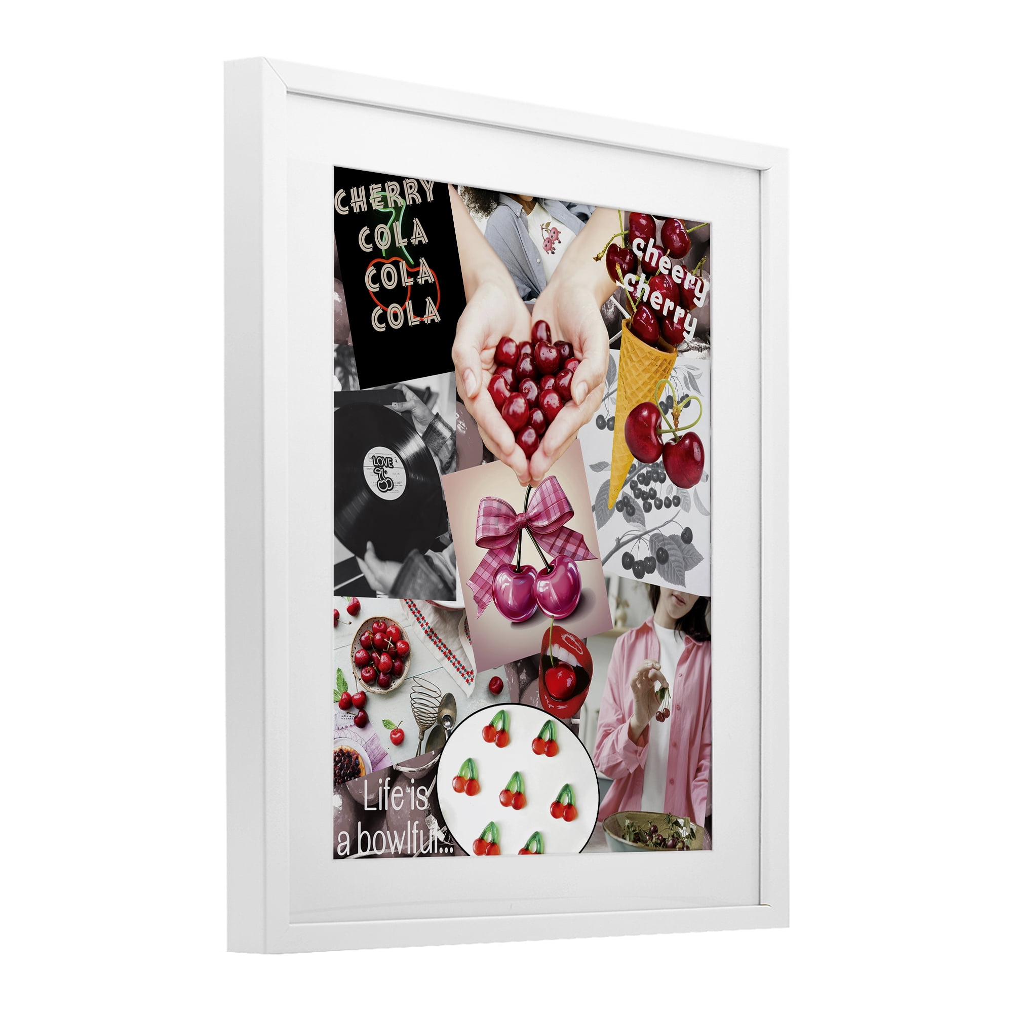 Stupell Industries Retro Cherry Mood Board White Framed Print Under Glass, design by Grotto Studios