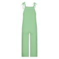 thumbnail image 5 of QATAINLAV Womens Casual Sleeveless Jumpsuits Loose Linen Adjustable Strap Romper Wide Leg Solid Color Long Pants Overalls 2024 Summer Playsuits, Green, M, 5 of 6