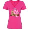 thumbnail image 3 of Inktastic I Just Really Like Sea Lions Ok Women's V-Neck T-Shirt, 3 of 5