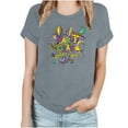 thumbnail image 2 of Aloohaidyvio Mardi Gras Tops for Women,Womens Mardi Gras Mask Glitter Print Round Neck Short Sleeve Loose Tops,Mardi Gras Clothing Women, 2 of 5