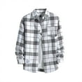 thumbnail image 2 of Mens Casual Button Down Shirts Summer Plaid Print Lapel Long Sleeved Loose Streetwear, 2 of 3