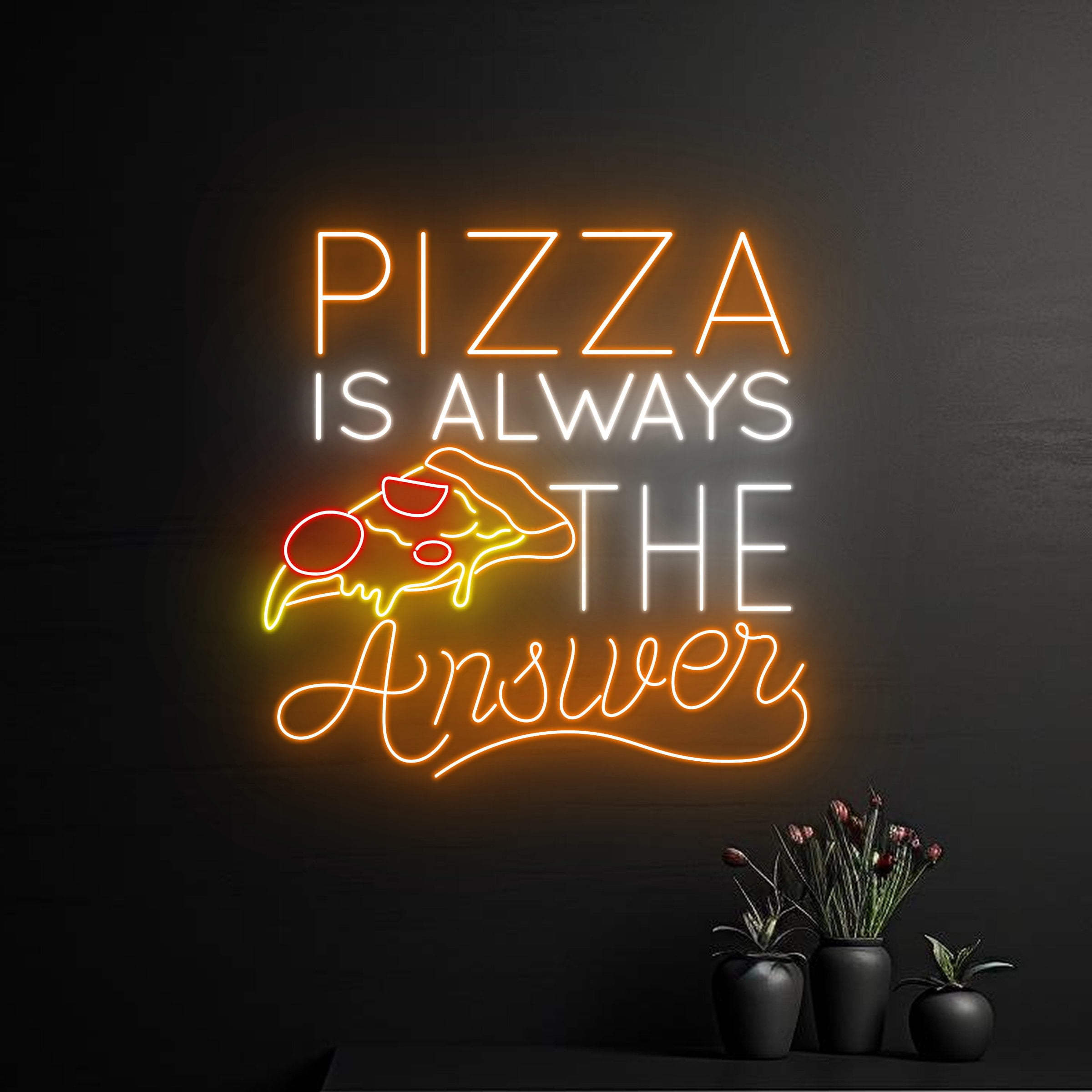 Handmadetneonsign Pizza Is Always The Answer Neon Sign, Pizza Neon Light, Pizza Led Light, Pizza