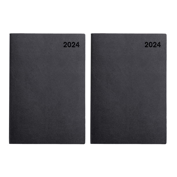 Planificador Cuaderno planificador A5 2024, planificador académico diario para oficina y escuela (2 unidades, negro)