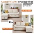thumbnail image 4 of Soscana Sectional Sofa with Reversible Storage Chaise,Sleeper Sofa Couch Pull Out Bed 2 in 1,3 Seat L Shaped Sectionals with Side Pockets for Living Room Apartment Office Studio,Beige, 4 of 7