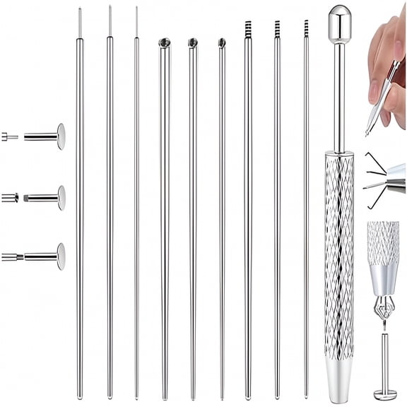 DESIGNICE 10 Piece Piercing Taper Kit with Ball Grabber Tool, 14G 16G 18G 20G Surgical Steel Insertion Pin for Ear Nose Navel Lip Eyebrow Jewelry Change, Threadless Curved Body Piercing Set