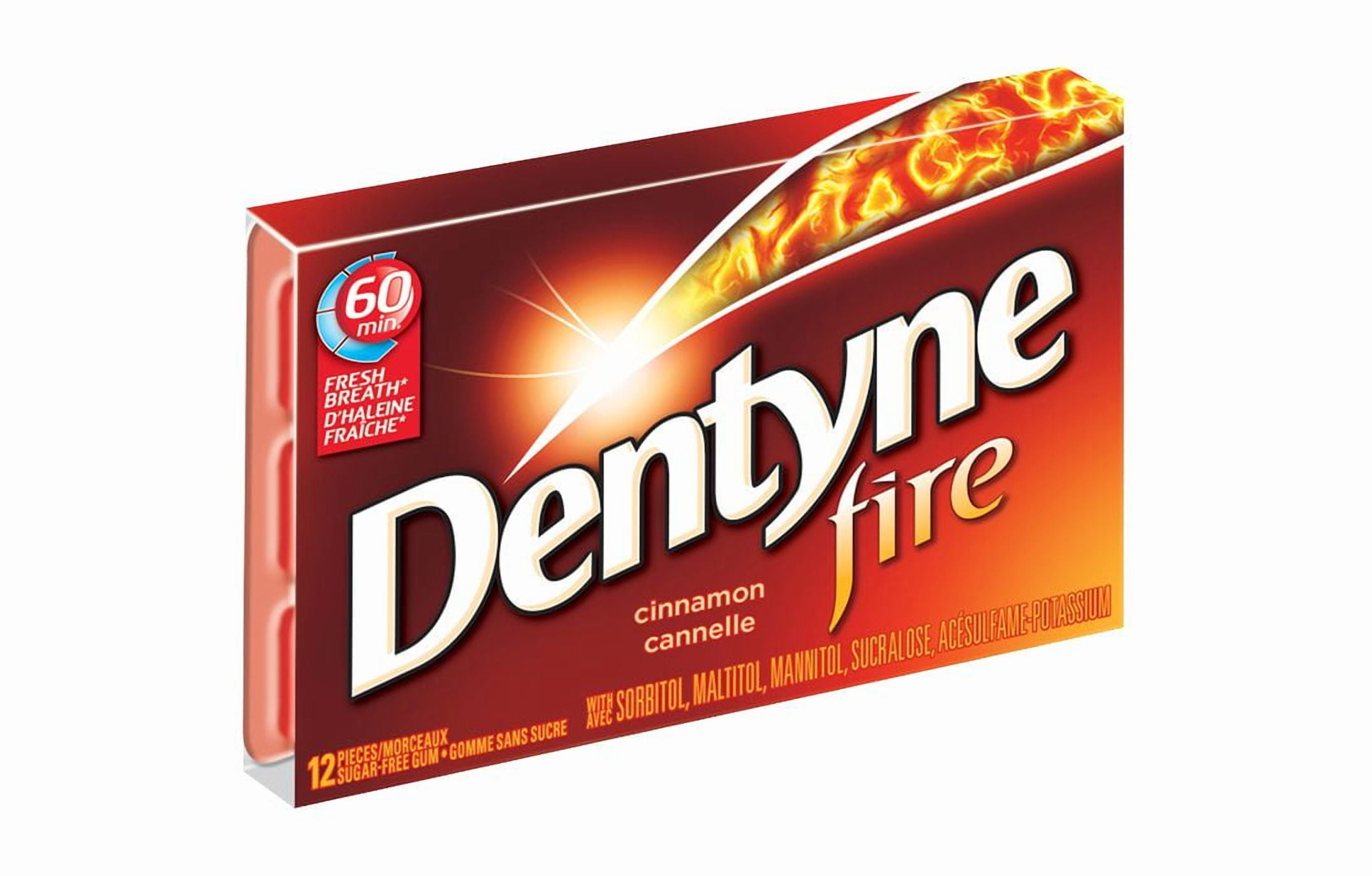Dentyne Fire Cinnamon, Sugar Free Gum, 4 Pack (12 pieces per pack), 48 count