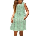 thumbnail image 6 of WRKEKC Girls Floral Print Dress Sleeveless A-Line Dress With Pockets Casual Summer Skater Dress for 3-14 Years, 6 of 8