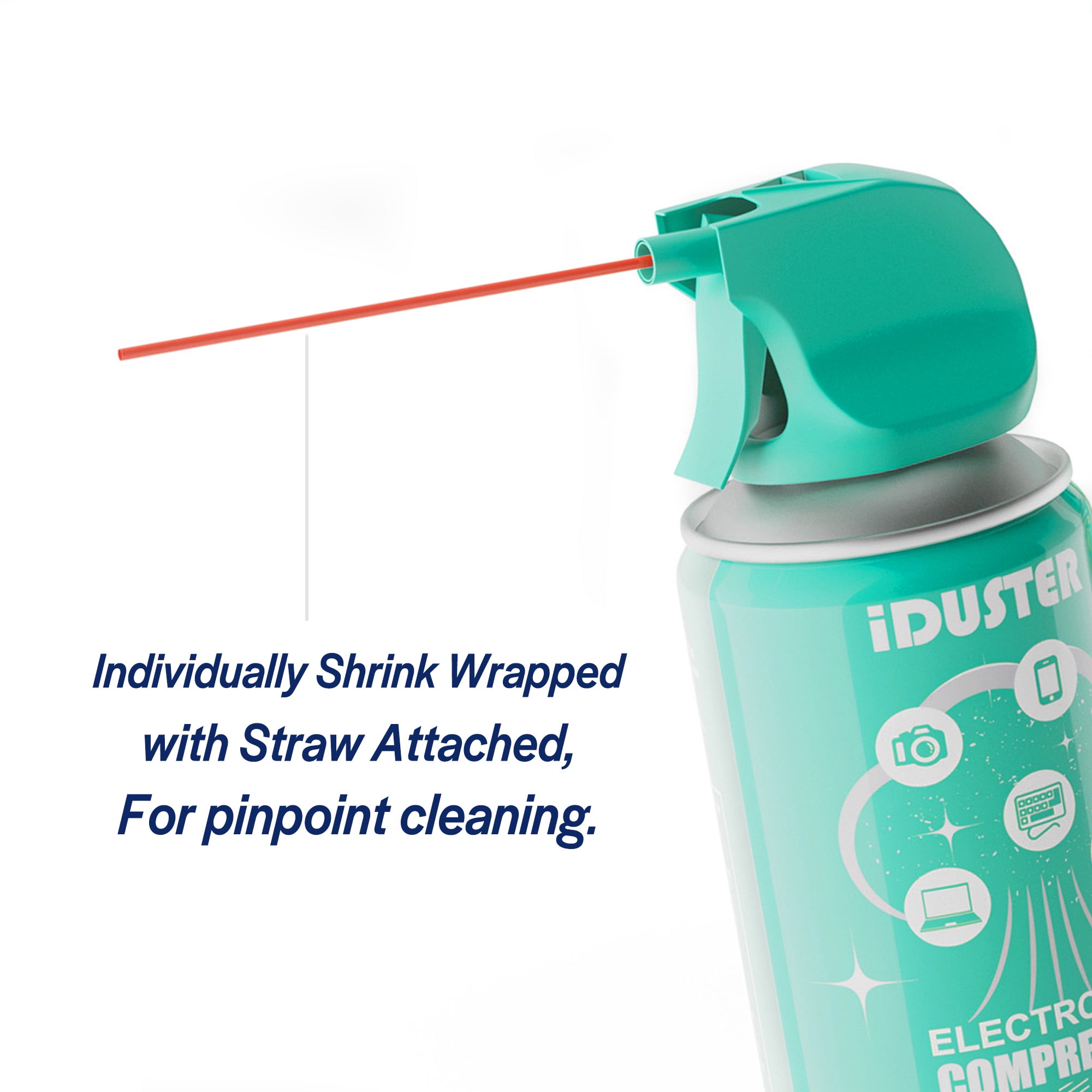 iDuster Compressed Air Spray, Canned Air for Keyboard Cleaning, Air Duster Effective for Removing Dust, Hair, Crumbs, and Debris from Laptops, Jewelry,  3.5oz-8can