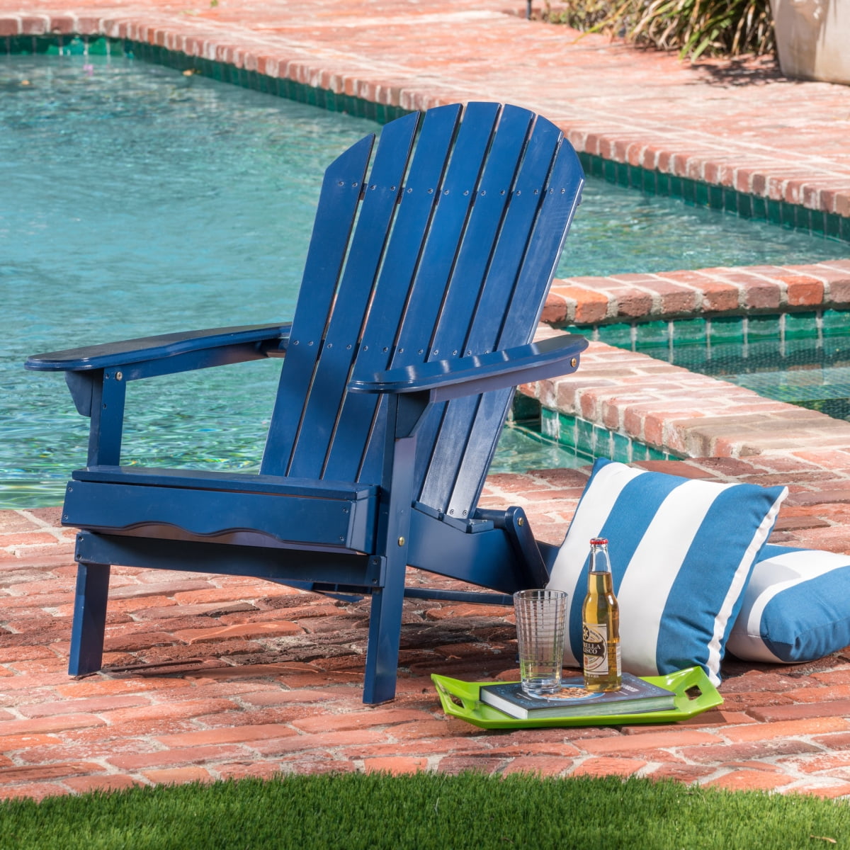 ZHICHUN  Malibu Rustic Acacia Wood Folding Adirondack Chair Traditional Slatted Outdoor Chair for Patio Garden Backyard