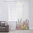 thumbnail image 3 of Spring Floral Semi Sheer Curtains Drapes for Living Room, Bedroom, French Doors Window 72 Inches Long, Summer Birds Botanical Fence Rod Pocket Chiffon Curtain Drapery Voile Draperies Panel, 3 of 6