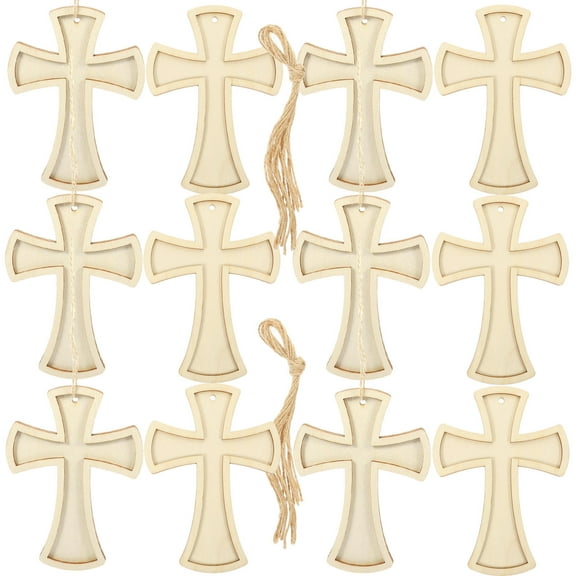 RENACLIPY 12 Pieces Unfinished Wood Crosses Diy Craft Projects For Kids And Adults