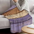 thumbnail image 3 of Farmhouse Purple Brown Blanket Soft Cozy Warm Throw Blanket for Couch, Plush Fuzzy Flannel Fleece Blankets for Sofa, Vintage Wooden Striped Bed Blankets Lightweight Gifts for Women, 32"x48", 3 of 9