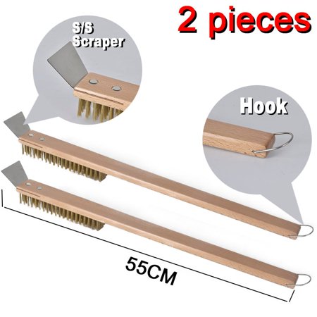 

Pizza House Pizza Oven Copper Brush Bristle Brass Scraper Household Grill Cleaning Oven Brush with 21 Inch Aluminum Handle