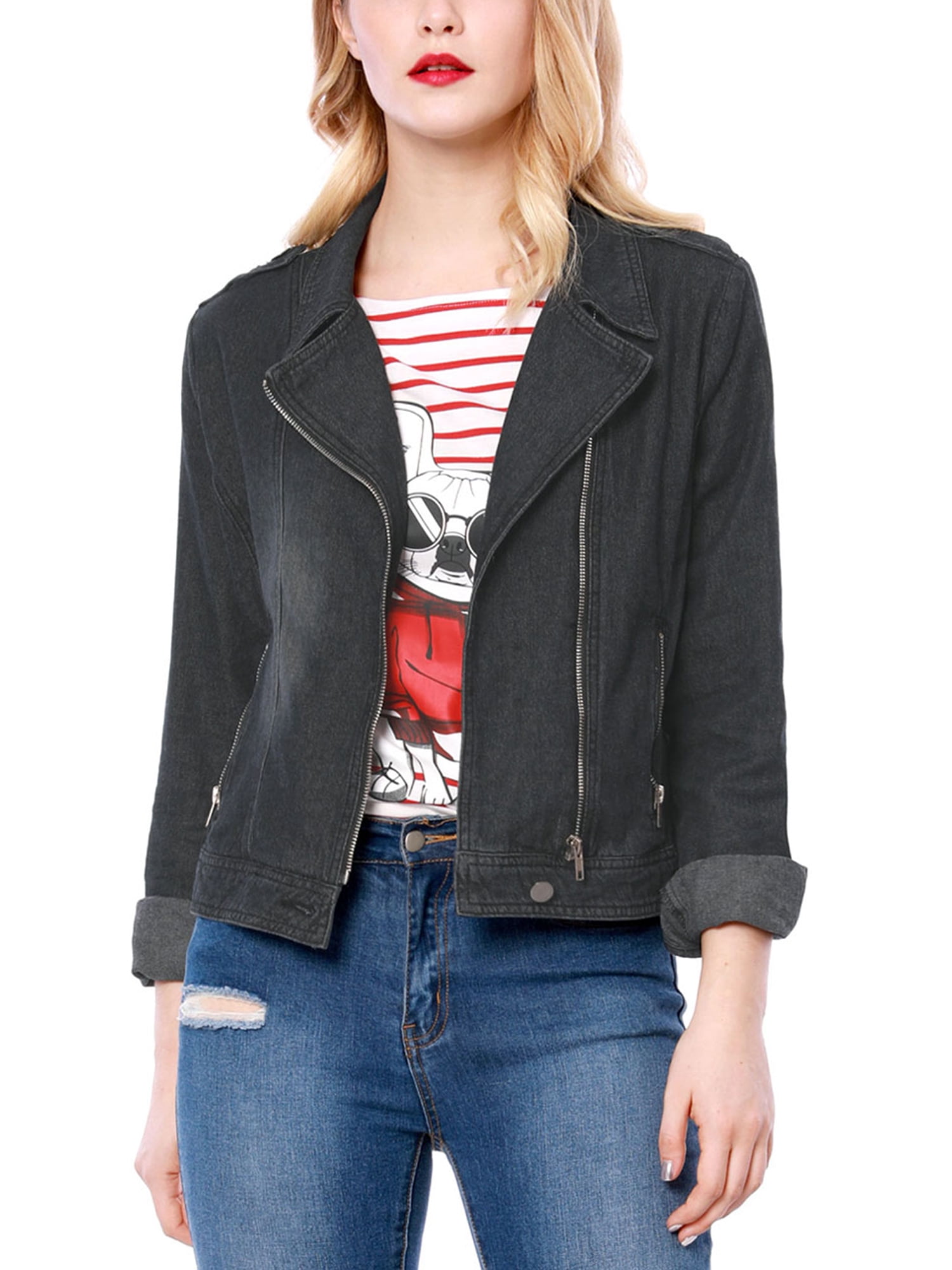 Allegra K Women's Notched Lapel Long 