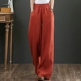 thumbnail image 2 of Kmdttou Fashion Womens Casual Solid Color Elastic Loose Pants Straight Wide Leg Trousers With Pocket, 2 of 7