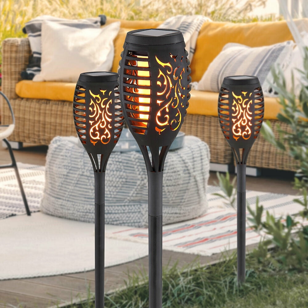 12 LED Solar Torch Dance Flickering Flame Light Garden Yard Lawn Waterproof Lamp 