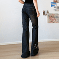 thumbnail image 6 of RDKTPXZ Women's Mid Rise Floral Embroidered Flare Jeans Y2K Bell Bottoms, 6 of 15