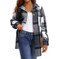 thumbnail image 3 of UVN Plaid Shirts for Women Flannel Long Sleeve Shacket Jacket Ladies Shirt Button Down Top Casual Coats, 3 of 7