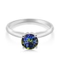thumbnail image 2 of Gem Stone King 14K White Gold Blue Mystic Topaz Solitaire Engagement 4-Prong Ring for Women | 1.00 Cttw | Round 6MM | Gemstone Birthstone (Size 6), 2 of 4