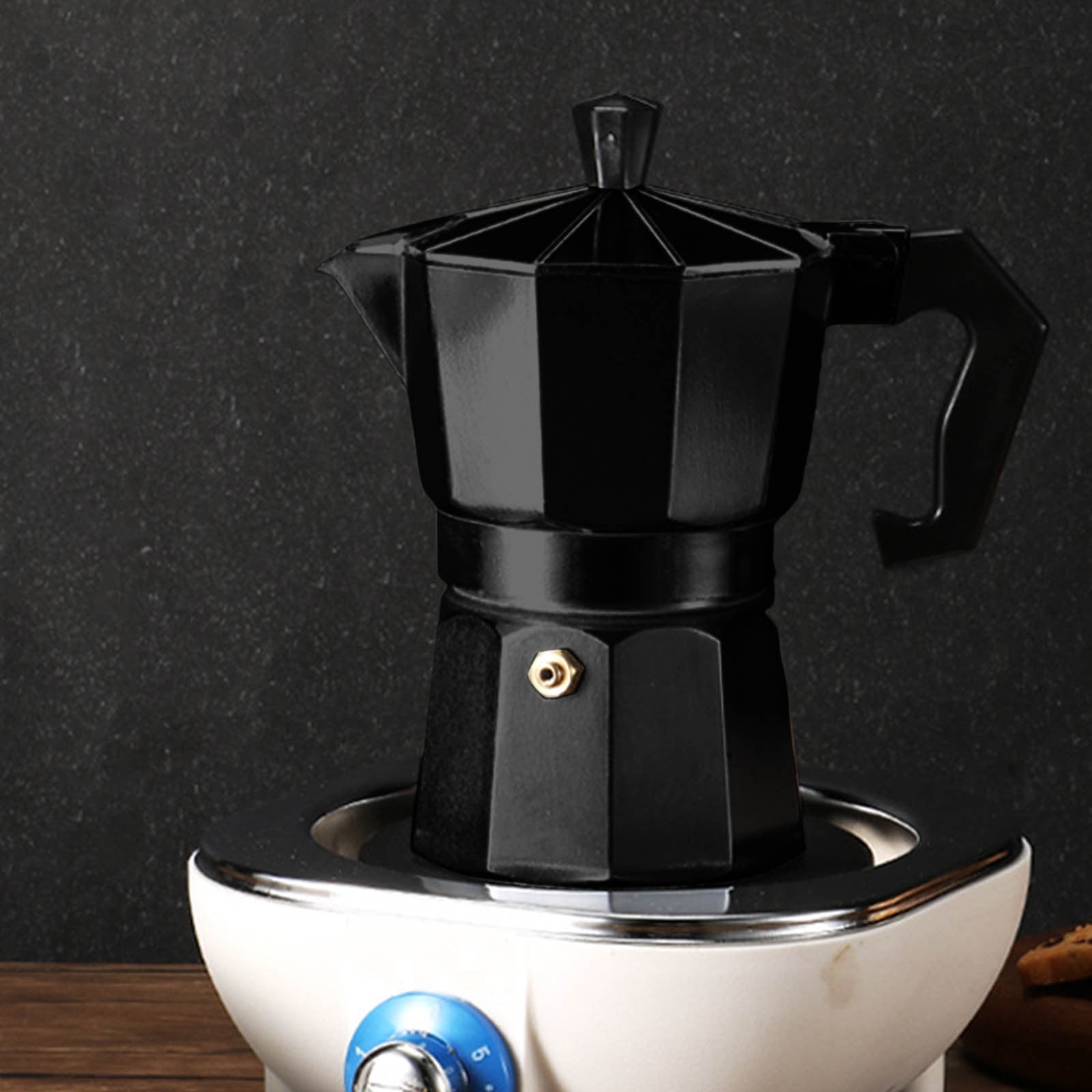 Lolynie Black Coffee Machine 150 Ml/Capacity 3 Cups Suitable Stove Or Glass Aluminum Suitable For Stove Or Glass Pot Leak Proof Stovetop Nice For Cuban & Italian Style