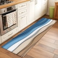 thumbnail image 3 of Blue Brown Ombre Washable Runner Rugs 2'x6', Blue Gradient Low Pile Throw Entryway Rug Non-Slip Sturdy Edge Binding Carpet for Indoor Bedside Entrance Bedside, 3 of 9
