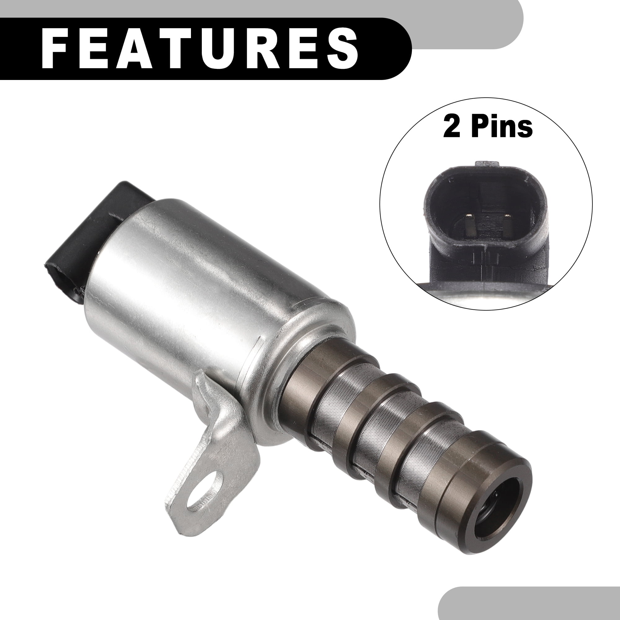 Engine Variable Valve Timing VVT Solenoid - for Ford Focus 2011-2018 Metal Silver Tone - 2 Pc