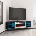thumbnail image 2 of Austin WH-EF Corner Fireplace TV Stand for TVs up to 70", Modern High Gloss 63" Entertainment Center, Electric Fireplace TV Media Console with Storage Cabinets, 2 of 4