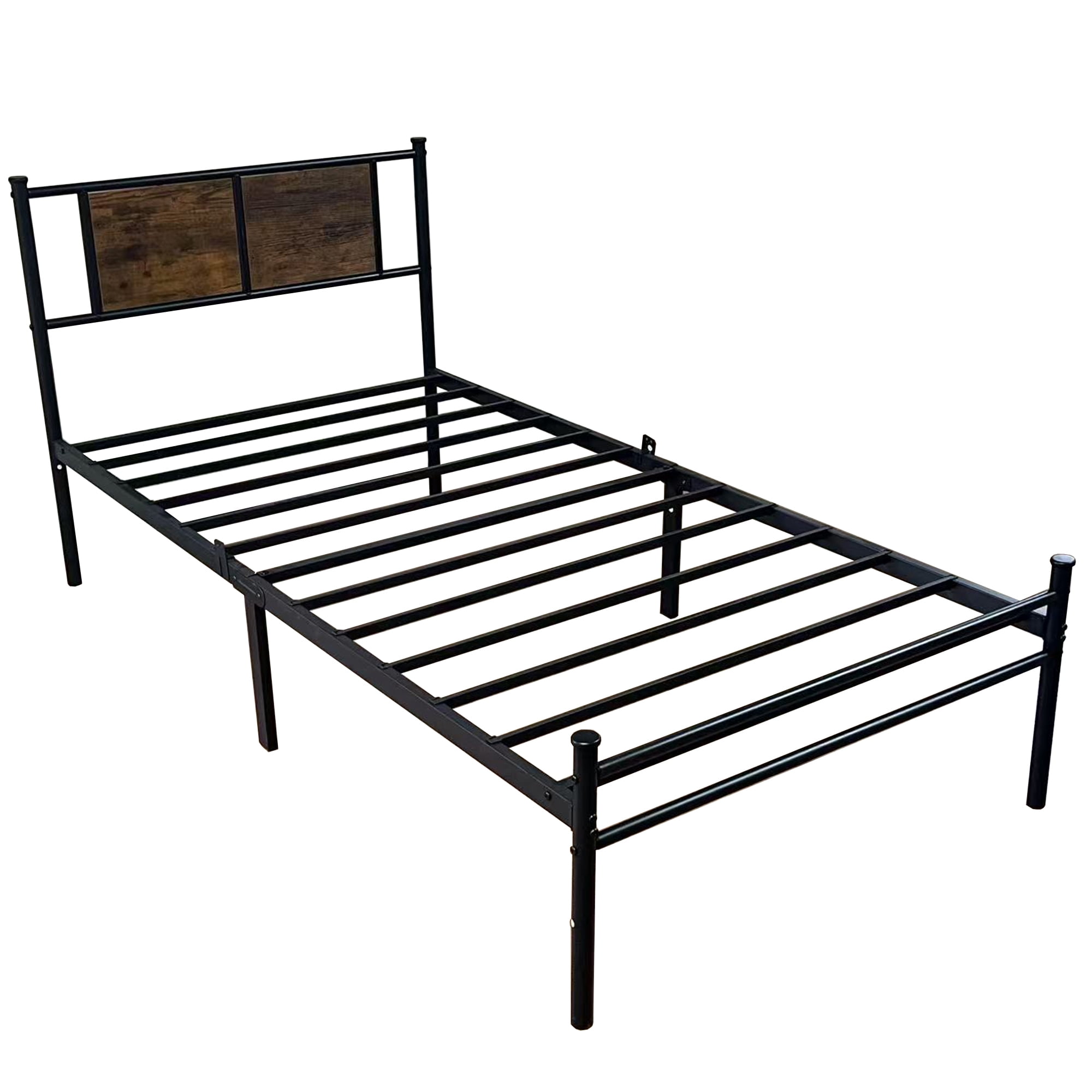 Twin Size Bed Frame with Headboard, Metal Platform Bed Frame with Metal Slats Support, Easy Assembly, Black
