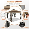 thumbnail image 4 of HOTEEL 12' x 12' Outdoor Pop-Up Gazebo Canopy with Mosquito Netting, 2-Tiered Vented Top, 3 Adjustable Heights for Backyard, Garden, Lawn, Brown, 4 of 14
