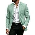 thumbnail image 5 of yeiolnoer Suit Jacket for Men Long Sleeve Buttons Jacket Notch Collar Casual Top with Pockets for Business(Mint Green,XX-Large), 5 of 9