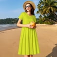 thumbnail image 4 of Fotbe Yellow Vestido Largo de Moda para Mujer, Vestido Tipo Camiseta con Manga Corta y Estilo Casual a Rayas y Bloques de Color, 4 of 6