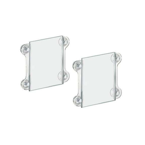 Azar 8 1/2" x 5 1/2" Acrylic Sign Holder With Suction Cups Clear 2/Pk 106626