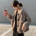 thumbnail image 4 of Tejiojio Clearance Rollbacks Women's Winter Fashion Lmitation Lamb Wool Short Loose Plush Tops Coat, 4 of 8