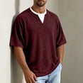 thumbnail image 5 of Fanshiluo Men's V Neck Drop Shoulder Short Sleeve T-Shirt, Fake Two-Piece Loose Casual Top,Size:L,Big and Tall Men, 5 of 7