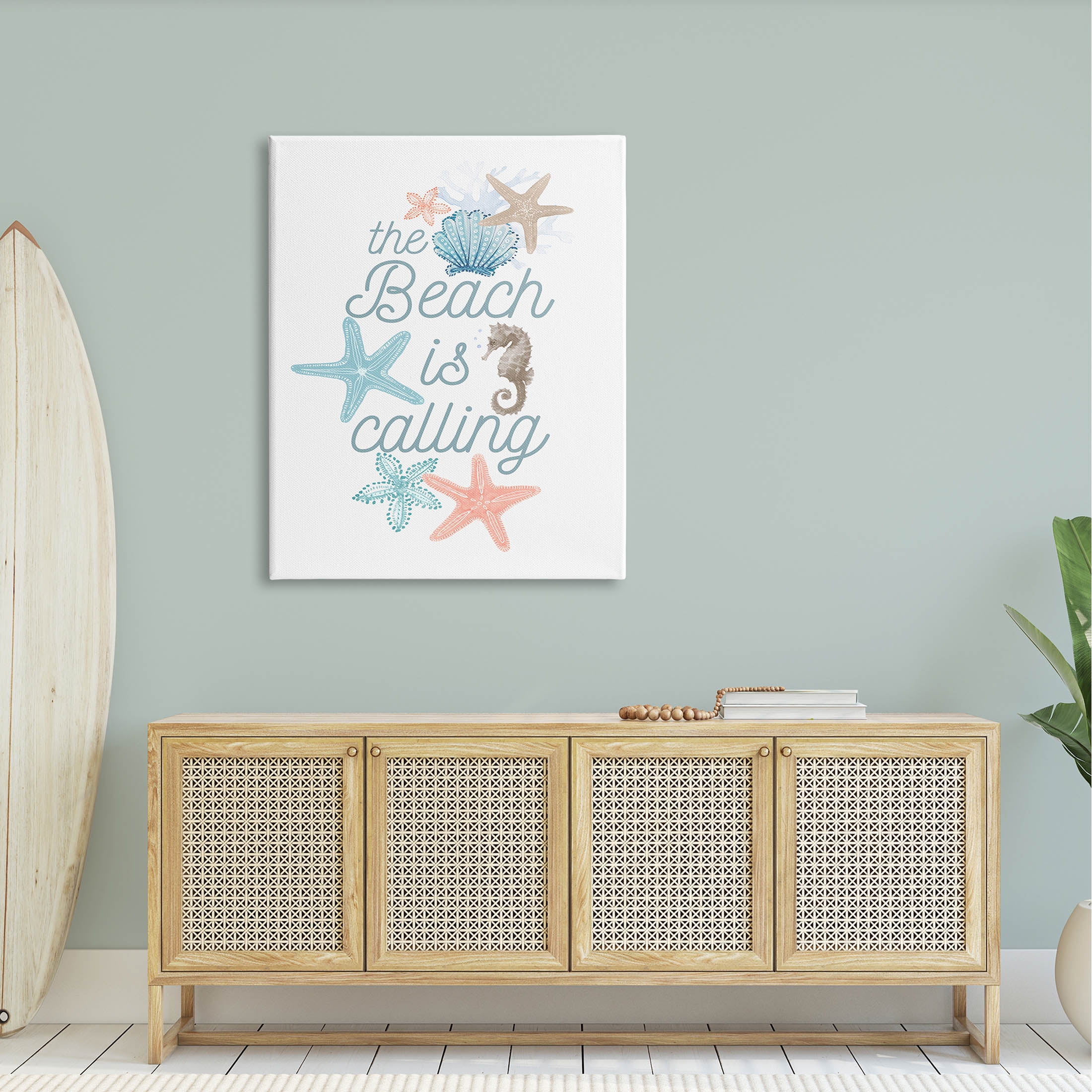 Beach Is Calling Various Sea Life Animals & Insects Graphic Art Gallery Wrapped Canvas Print Wall Art