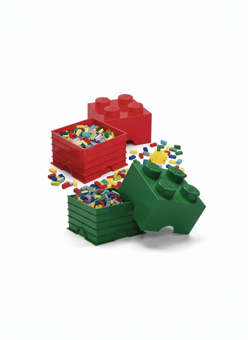 Lego Stackable Storage Bricks With 4 Knobs - 2 Piece Set - Organizer Container
